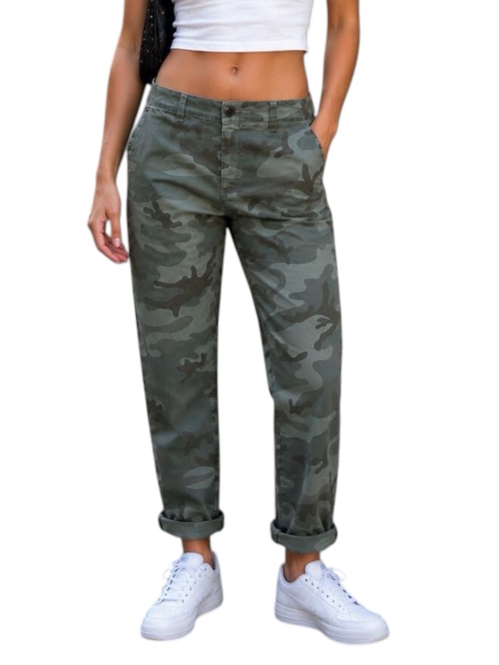GAP Girlfriend Chino Cotton Black/Brown/Tan/Green Camo Straight-Leg Pants (8)